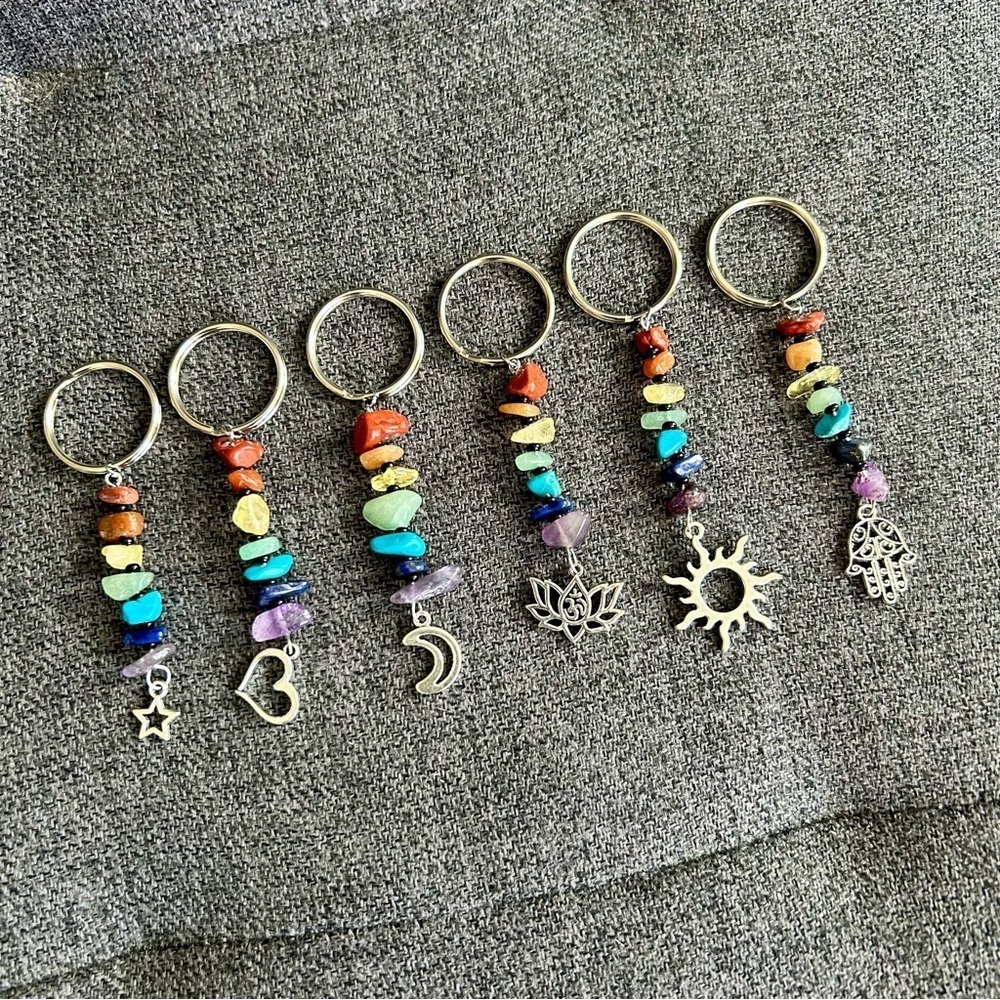 Colorful Gemstone, Healing Chakra Keychain, Purse Charm, (Choice of One)